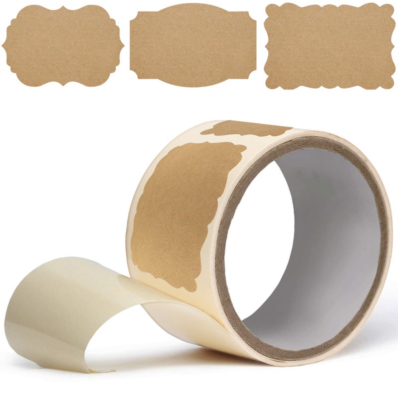 Simply Sticky Scalloped Kraft Paper Labels - Brown Stickers 2x3 (Roll of 100) Gift Tags - Image 1